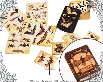 Bundle: BAT Dollhouse Miniature Book & Poster Paper Set – 12th scale 1 Minature Book 4 Miniature Posters 8 Papers 1 Box – Printable DOWNLOAD