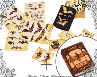 Bundle: BAT Dollhouse Miniature Book & Poster Paper Set – 12th scale 1 Minature Book 4 Miniature Posters 8 Papers 1 Box – Printable DOWNLOAD