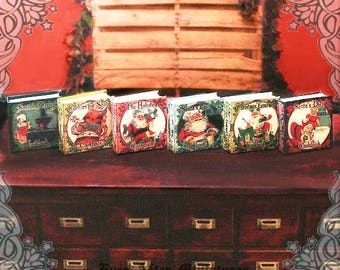 6 CHRISTMAS COOKBOOK Dollhouse Miniature Book Set – 1:12 Printable Full Set of 6 Santa Christmas Miniature Book + Collector Box - DOWNLOAD