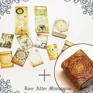 Bundle: Astrology Dollhouse Miniature Book & Scroll Paper Set 12th Scale– 1 Openable Minature Book 2 Scroll 8 Paper 1 Box Printable DOWNLOAD