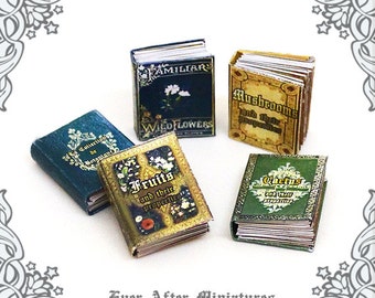 5 Herbology Dollhouse Miniature Book Set –12th Scale 5 OPENABLE Mushroom Cactus Fruit Plant Wild Flower Miniature Books - Printable DOWNLOAD