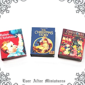 3 CHRISTMAS Dollhouse Miniature Book Set D – Full Set of 1:12  Miniature Printable Christmas Children Book Christmas Miniature Book DOWNLOAD