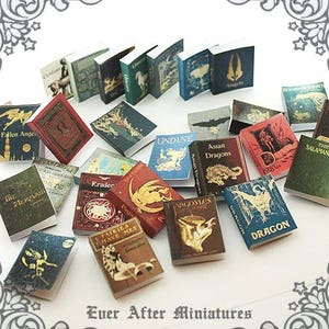 28 MYTHICAL CREATURES Dollhouse Miniature Book Cover Set – 1:12 Magical Creatures Fantasy Beasts Miniature Book Covers Printable DOWNLOAD