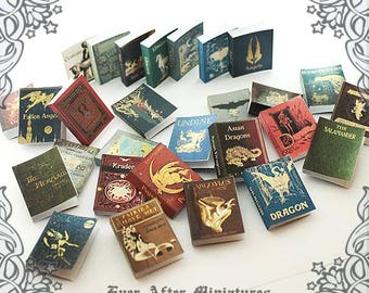 28 MYTHICAL CREATURES Dollhouse Miniature Book Cover Set – 1:12 Magical Creatures Fantasy Beasts Miniature Book Covers Printable DOWNLOAD