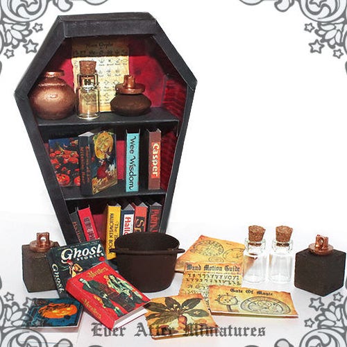 1:12 Scale Dollhouse Miniature Coffin Bookshelf Bookcase Kit in 