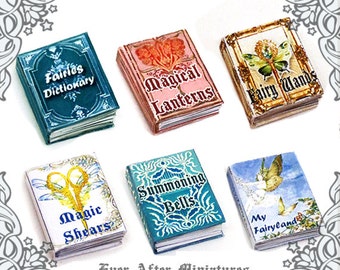 6 FAIRIES Dollhouse Miniature Book Set (1:12) – Collection of 6 OPENABLE Magic Fairy Miniature Book Miniature Fairy Book Printable DOWNLOAD