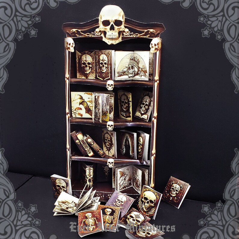 1:12 Gothic Dollhouse Miniature Apothecary Cabinet of Curiosity Haunted Dollhouse Bookcase Gothic Miniature Book Witch Printable DOWNLOAD