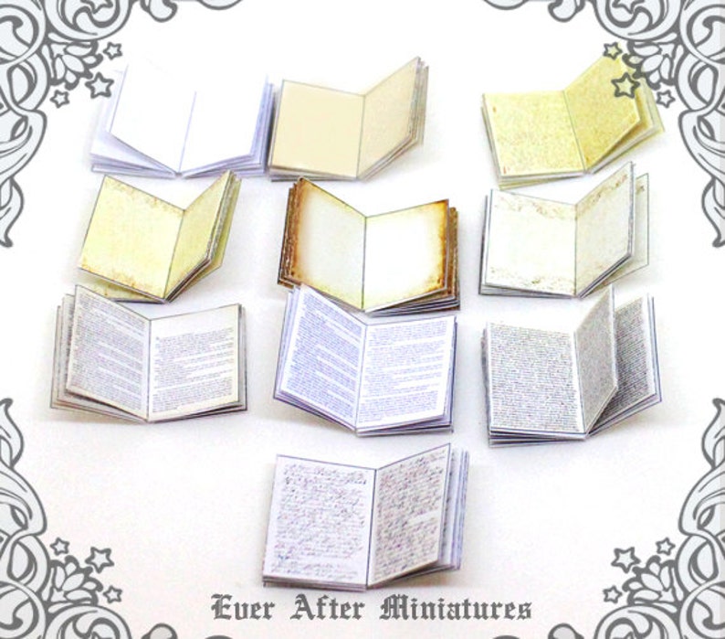 INSIDE PAGES for Miniature Book Cover 1:12 10 Different Styles of Inside Pages for Making Dollhouse Miniature Book Printable DOWNLOAD image 4