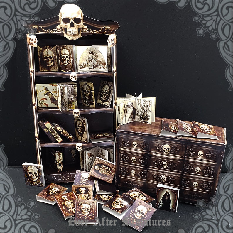 1:12 Gothic Dollhouse Miniature Apothecary Cabinet of Curiosity Haunted Dollhouse Bookcase Gothic Miniature Book Witch Printable DOWNLOAD