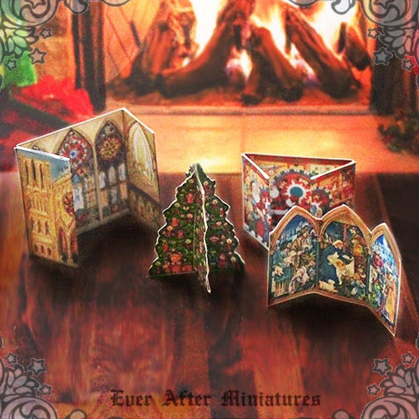 Christmas Miniature ADVENT CALENDAR Set – 1:12 Printable Santa Claus Christmas Tree Christmas Dollhouse Miniature Advent Calendar DOWNLOAD