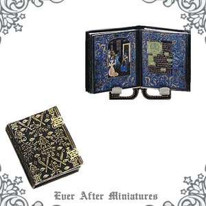 Miniature MEDIEVAL MANUSCRIPT Book of Hours #3 – 1:12 Antique Medieval Book of Black Hours Dollhouse Miniature Book Printable DOWNLOAD
