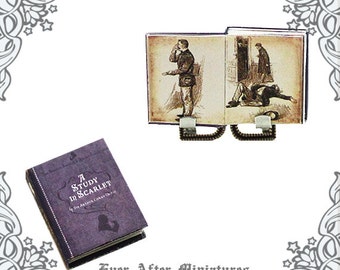 Sherlock Holmes A STUDY in SCARLET Dollhouse Miniature Book – 1:12 Miniature Sherlock Holmes Book Conan Doyle Book Holmes Printable DOWNLOAD