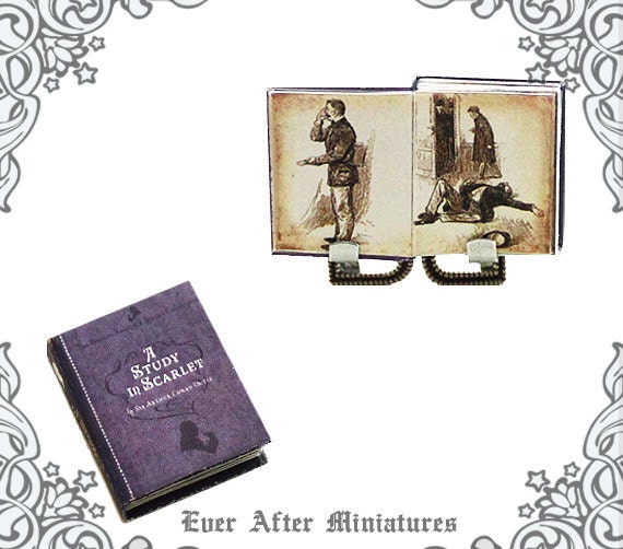 Sherlock Holmes A Study In Scarlet Dollhouse Miniature Book 112 Miniature Sherlock Holmes Book Conan Doyle Book Holmes Printable Download - 