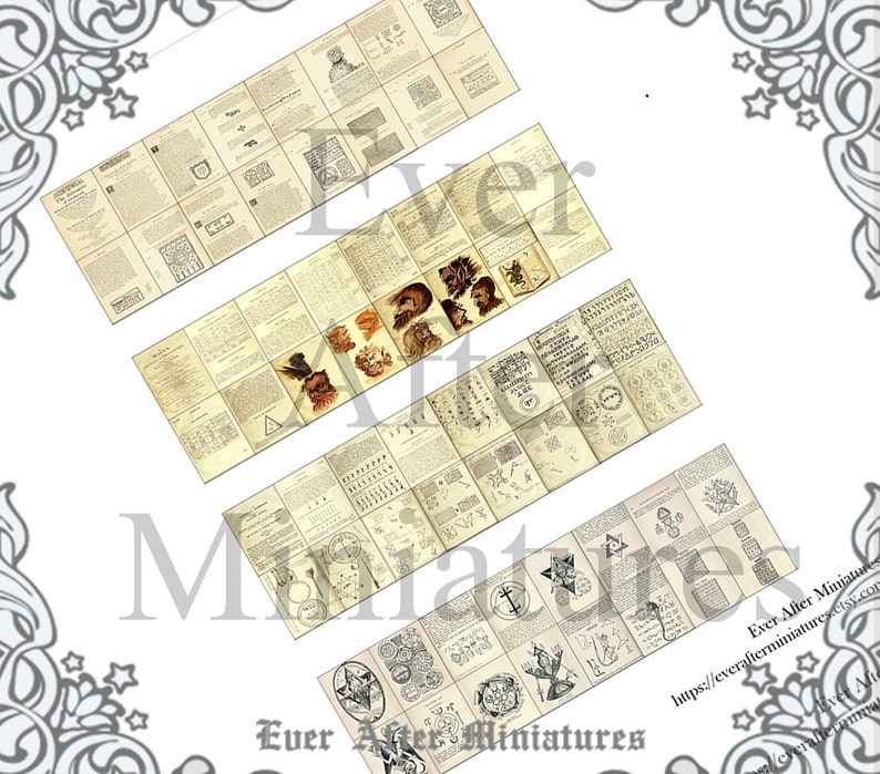 Magic INSIDE PAGE for Dollhouse Miniature Book Cover 1:12 Printable Halloween Miniature Book Page Wizard Tiny Book Witch Mini Book DOWNLOAD image 3