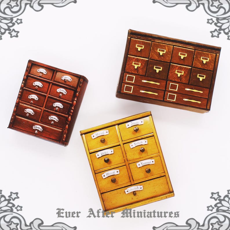 1:12 Dollhouse Miniature Apothecary Cabinet – 3 Printable Halloween Miniature Cabinet Curiosity Dollhouse Alchemy Potion Miniature DOWNLOAD