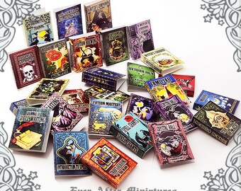 28 MAGIC SCHOOL Dollhouse Miniature Book Cover – 1:12 Halloween Miniature Witch Book Potion Wizard Printable Dollhouse Book Cover DOWNLOAD