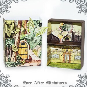 FAIRY HOUSE Matchbox Miniature Dollhouse Kit #4 – Printable Miniature Fairy Doll House Matchbox - Magic Fairy Door Fairy Dollhouse DOWNLOAD