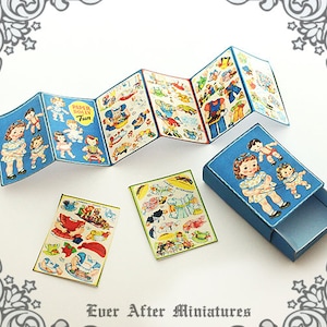 Paper Doll Set - 1:12 DIY Paper Doll Vintage Dress Up Doll Matchbox Puppenhaus Miniature Match Box Printable DOWNLOAD