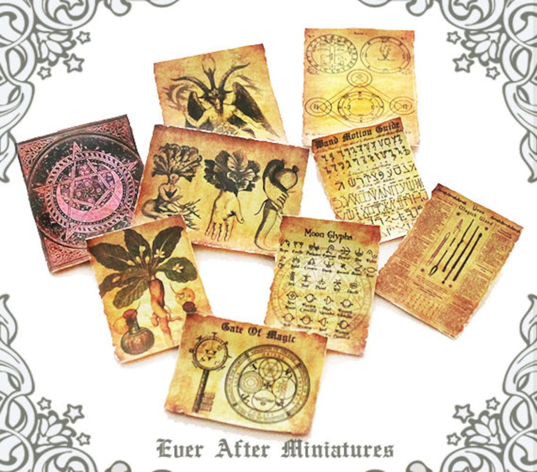 9 WIZARD MAGIC Miniature Scroll Set #3 – 1:12 Diy Dollhouse Miniature ...