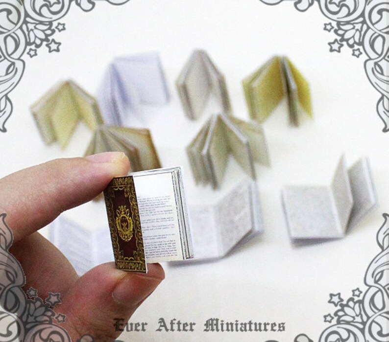 INSIDE PAGES for Miniature Book Cover 1:12 10 Different Styles of Inside Pages for Making Dollhouse Miniature Book Printable DOWNLOAD image 5