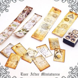 Alchemy Dollhouse Miniature Scroll and Paper Set – 12th Scale Dollhouse 4 Miniature Scroll & 8 Paper in Magic Alchemy Box Printable DOWNLOAD