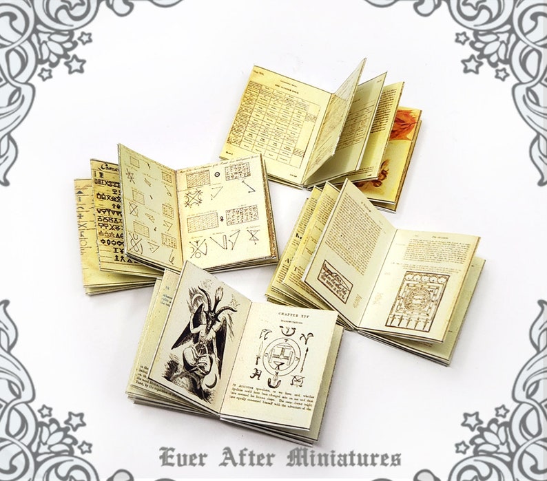 Magic INSIDE PAGE for Dollhouse Miniature Book Cover 1:12 Printable Halloween Miniature Book Page Wizard Tiny Book Witch Mini Book DOWNLOAD image 1