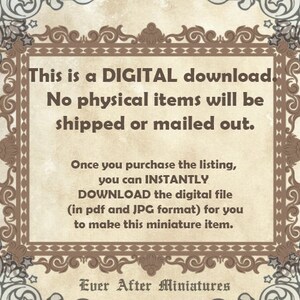 May include: A digital download announcement with a decorative border. The text reads: "This is a DIGITAL download. No physical items will be shipped or mailed out." It also states that the digital file is available in PDF and JPG formats.