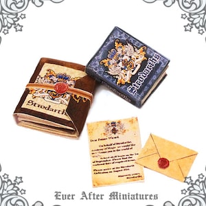 WIZARD SCHOOL Dollhouse Miniature Book & Acceptance Letter Kit Combo – 1:12 Magic School Miniature Book + Welcome Package Printable DOWNLOAD