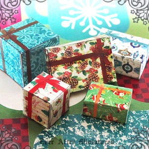 5 MIXED Miniature Christmas Gift Box Set 4 – 1:12 Printable Dollhouse Miniature Christmas Present Christmas Gift Box Miniature Gift DOWNLOAD