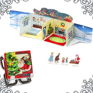 1:12 POP UP Night before Christmas Miniature Book – Diy Printable Dollhouse Miniature Christmas Santa House Pop Up Miniature Book DOWNLOAD