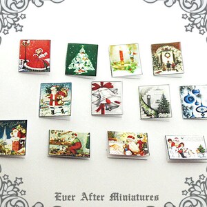 12 CHRISTMAS Miniature Greeting Cards & Envelope 1:12 CLASSIC Dollhouse Miniature Christmas Cards Holiday Greeting Cards Printable DOWNLOAD image 3