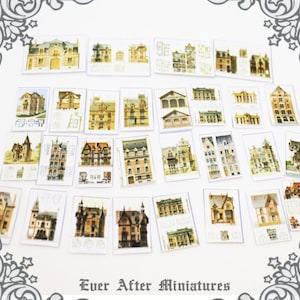 House Architecture Dollhouse Miniature Paper Set (12th Scale) – 28 Antique House Miniature Card Print Small Poster Printable DOWNLOAD