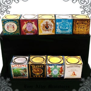 9 ENGLISH TEA Miniature Box Set #1 - 1:12 DIY Printable Puppenhaus Miniatur Teedose Miniatur Nachmittagstee Box Tee Miniatur Dose DOWNLOAD