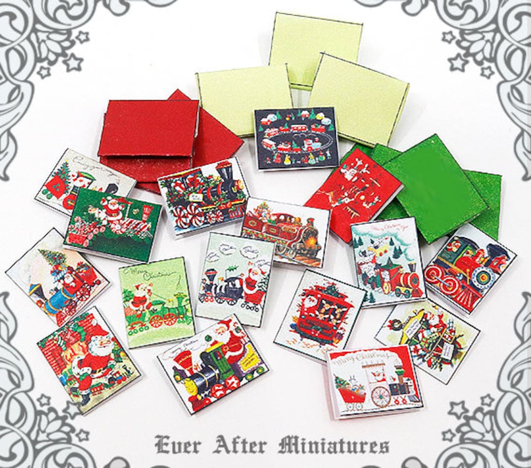 12 TRAIN Christmas Miniature Cards Envelopes 112 Christmas Printable