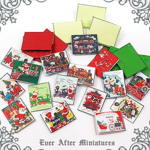 12 TREM Cartões de Natal em miniatura + envelopes – Cartões de Natal em miniatura para impressão de casa de bonecas 1:12 Cartões de Natal Cartões de felicitações BAIXAR