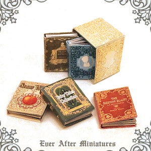 5 FAIRY TALE Dollhouse Miniature Book Set (1:12) – Full Set of 5 Tale Miniature Books  + Collector Box - Fairy Tale Book Printable DOWNLOAD