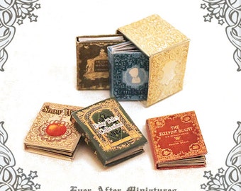 5 FAIRY TALE Dollhouse Miniature Book Set (1:12) – Full Set of 5 Tale Miniature Books  + Collector Box - Fairy Tale Book Printable DOWNLOAD