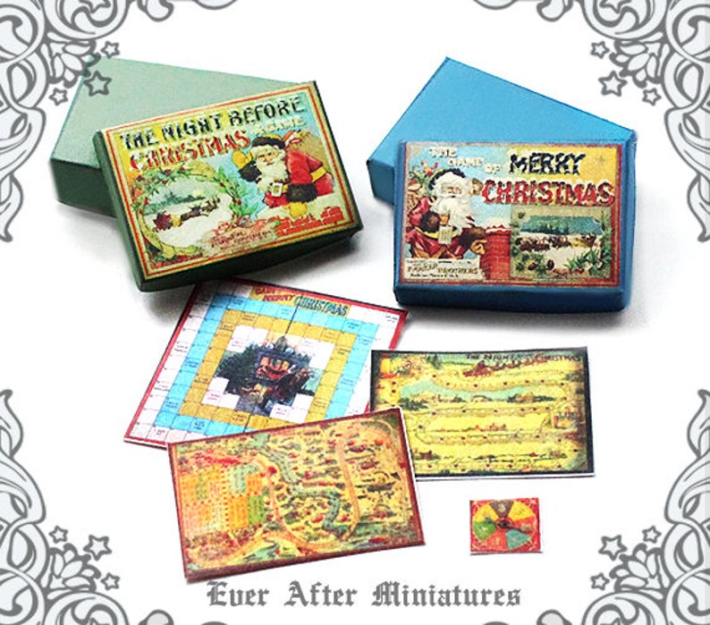 2 CHRISTMAS Miniature Game Set 8 1:12 DIY Printable Christmas Dollhouse Miniature Game 1 Vintage Night Before Christmas Game DOWNLOAD image 4