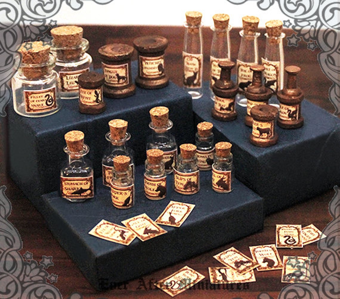 Miniature Apthecary Scripts Magic Miniature Apothecary Potion Label 1:12 –40 Printable Witch ...