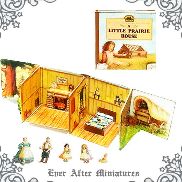 1:12 Little House POP UP Book – Diy imprimible Laura Ingalls Wilder Little House on the Prairie Pop-up Doll Dollhouse Libro en miniatura DESCARGAR