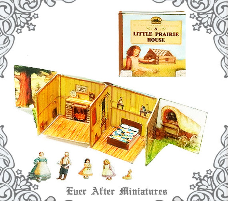 1:12 Little House POP UP Book Diy Printable Laura Ingalls Wilder Little House on the Prairie Pop-up Doll Dollhouse Miniature Book DOWNLOAD image 1