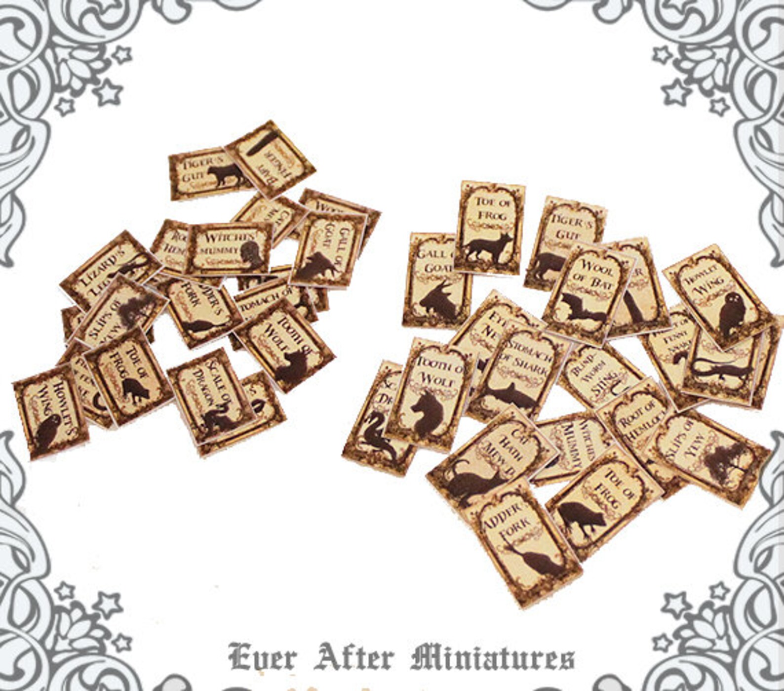 Miniature Apthecary Scripts Magic Miniature Apothecary Potion Label 1:12 –40 Printable Witch ...