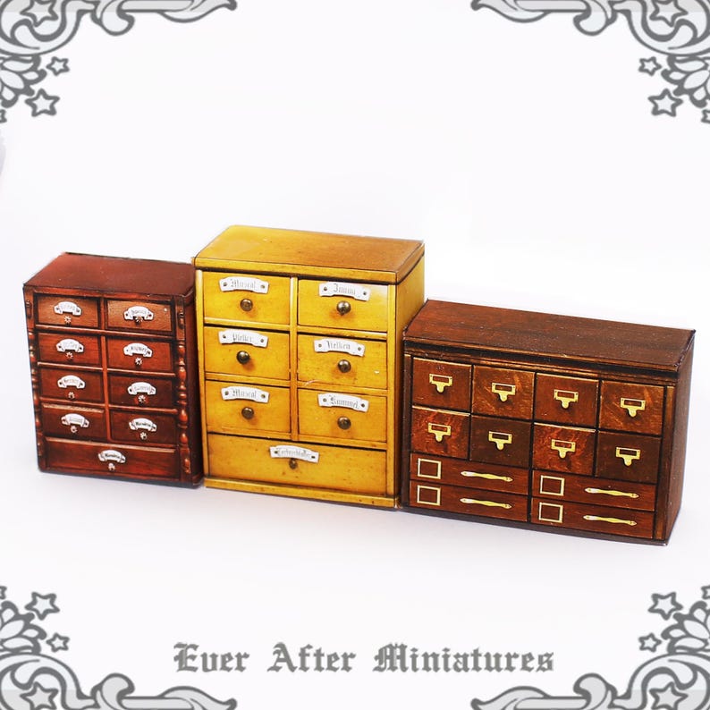1:12 Dollhouse Miniature Apothecary Cabinet – 3 Printable Halloween Miniature Cabinet Curiosity Dollhouse Alchemy Potion Miniature DOWNLOAD