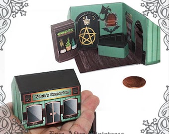 WITCH SHOP Miniature Dollhouse Kit #3 – Diy Printable Paper Miniature Halloween Witch Shop - Doll House that goes into a Dollhouse DOWNLOAD
