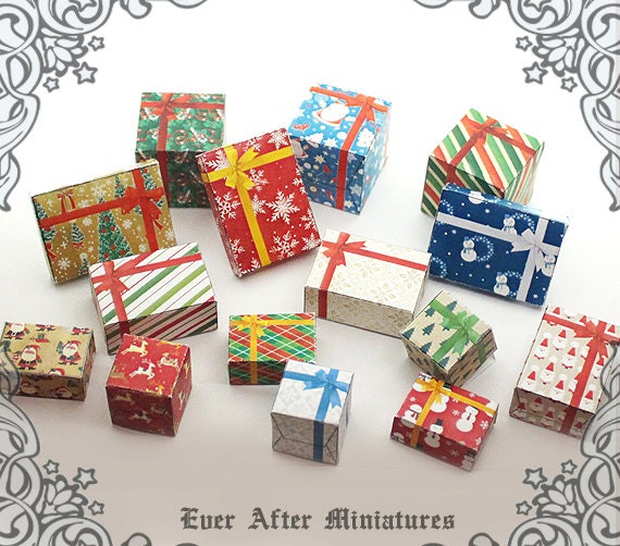 12pcs Mini Boxes Ornaments Doll House Christmas Miniature Present, Size: 2.8X2.5X2.5CM