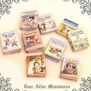 9 Little House on the Prairie Dollhouse Miniature Book Set by Laura Ingalls Wilder 1:12 Full set of 9 Volumes Box Printable DOWNLOAD image 4