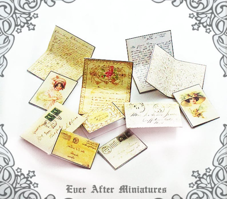 LADIES Dollhouse Miniature Letter & Postcard Set #1 – 1:12 Miniature ...