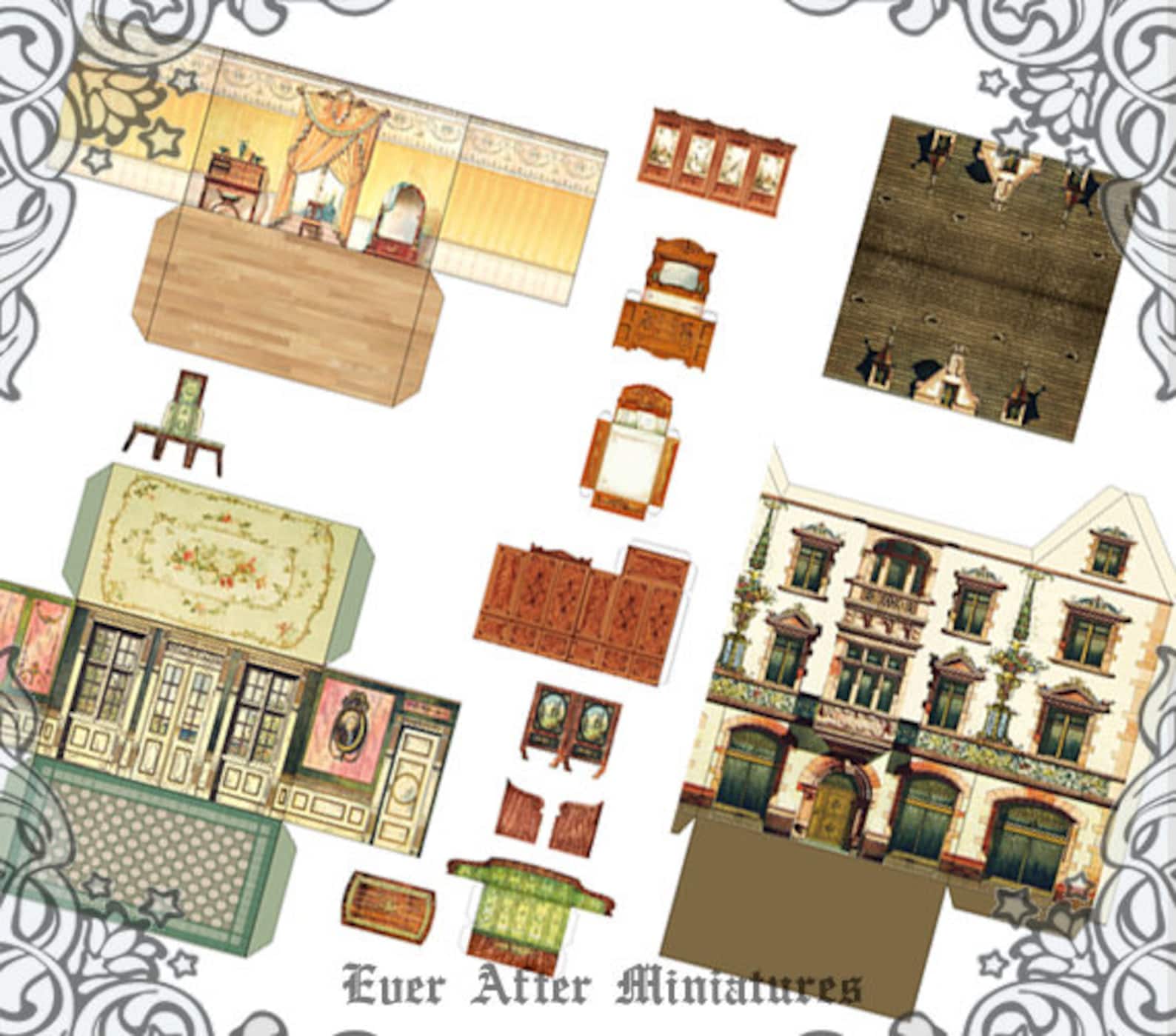 VICTORIAN Dollhouse Miniature Kit 2 Printable DIY Dollhouse | Etsy