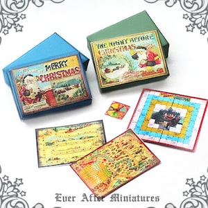 2 CHRISTMAS Miniature Game Set #8 – 1:12 DIY Printable Christmas Dollhouse Miniature Game + 1 Vintage Night Before Christmas Game DOWNLOAD
