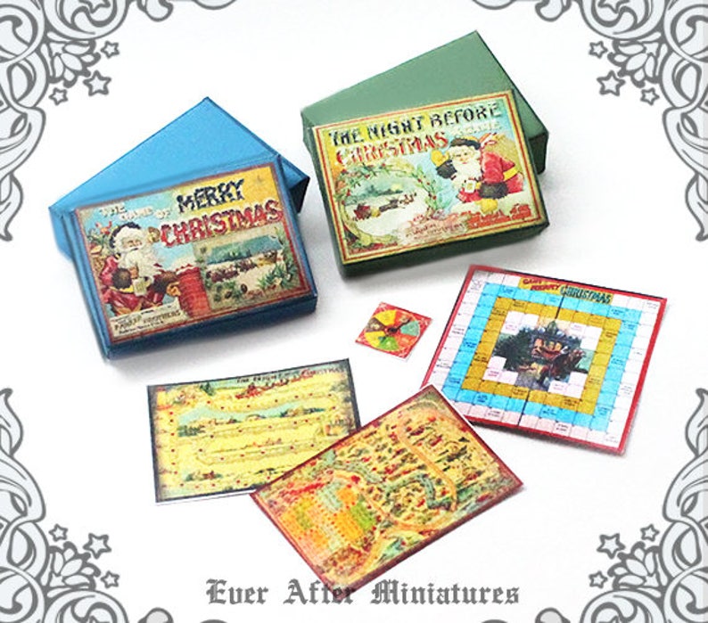 2 CHRISTMAS Miniature Game Set 8 1:12 DIY Printable Christmas Dollhouse Miniature Game 1 Vintage Night Before Christmas Game DOWNLOAD image 1